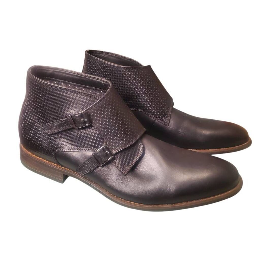 La Milano Gino II Black Leather Monk Strap Shoes Boots Size 12